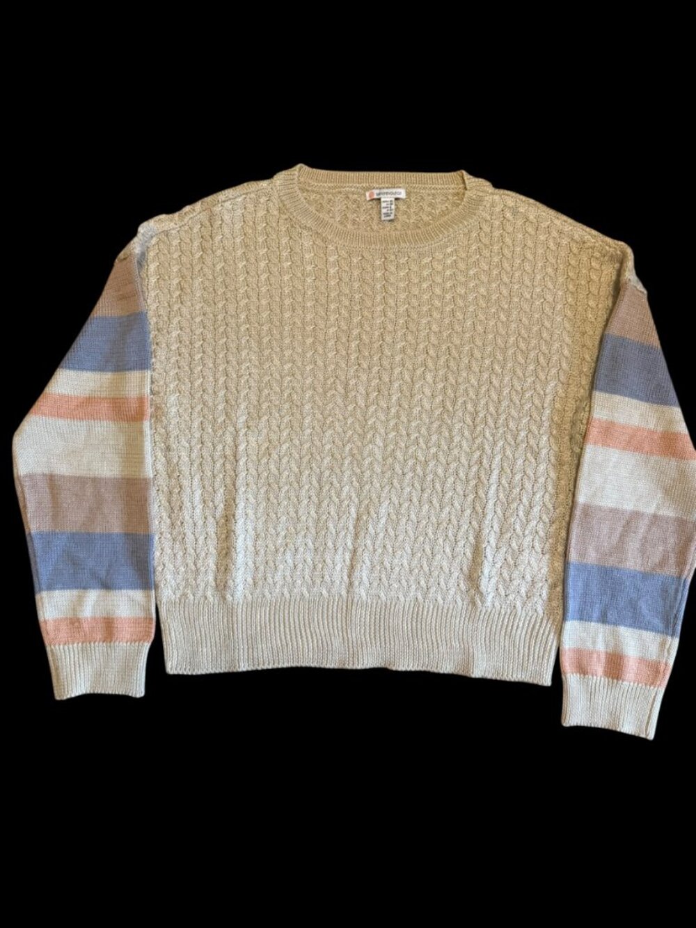 Sisstrevolution Cable Knit Sweater XS – Cozy Surf‑Inspired Striped Sleeves - Picture 6 of 7